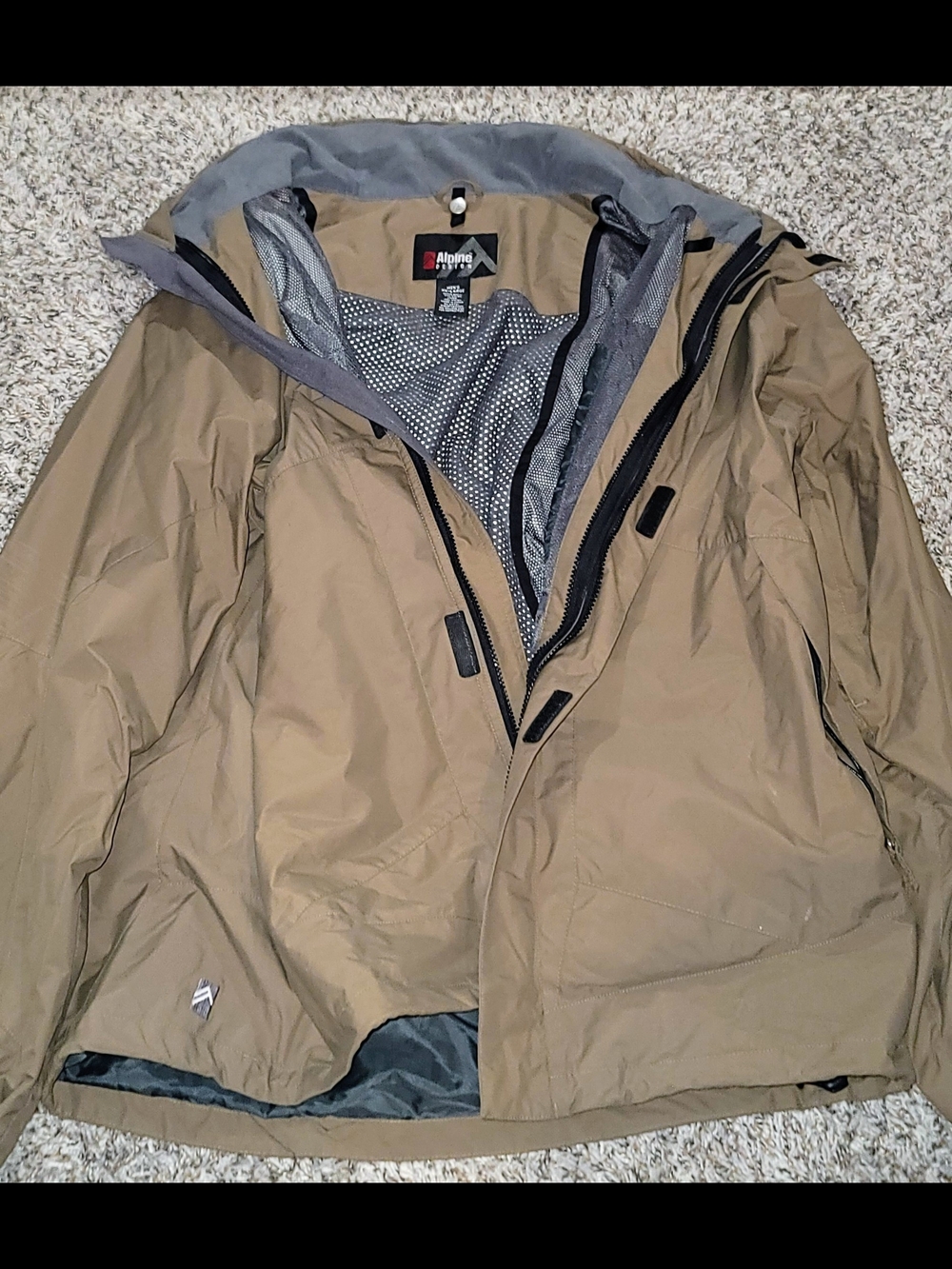 Alpine Men’s Brown Rain Jacket with Gray Accents Size XXL